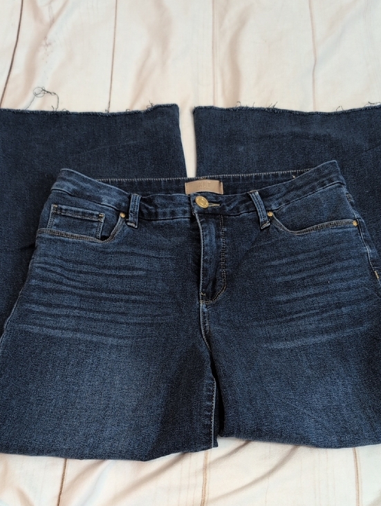 Kut from the Kloth Denim - Kut from the Kloth MEG High Rise Crop Wide Leg Raw Dark Blue Denim Jeans size 8